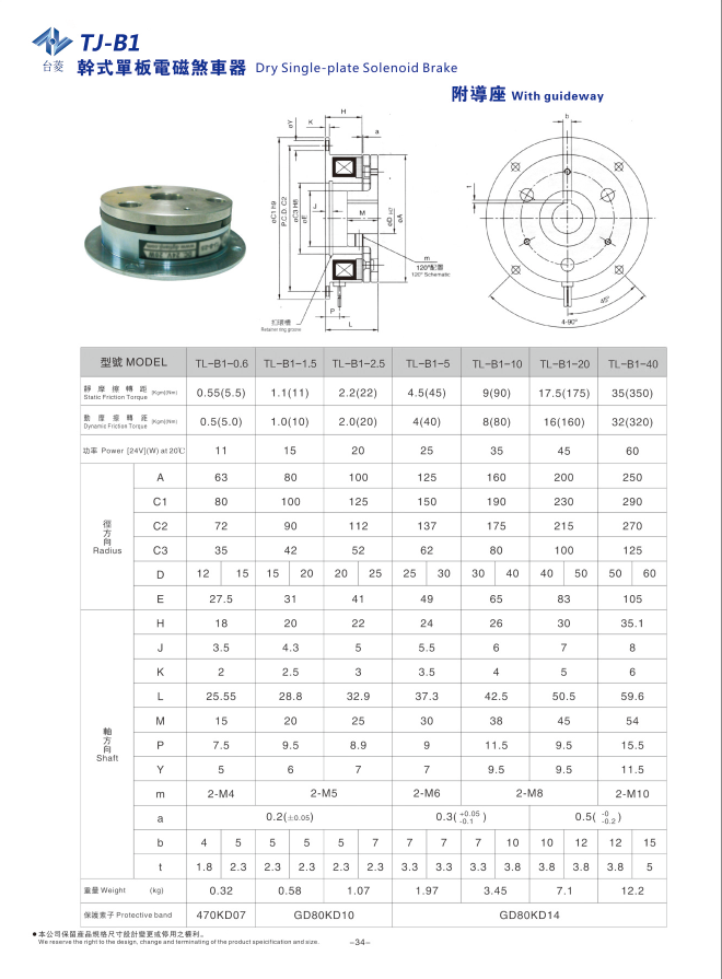 干式單片電磁制動器型號參數